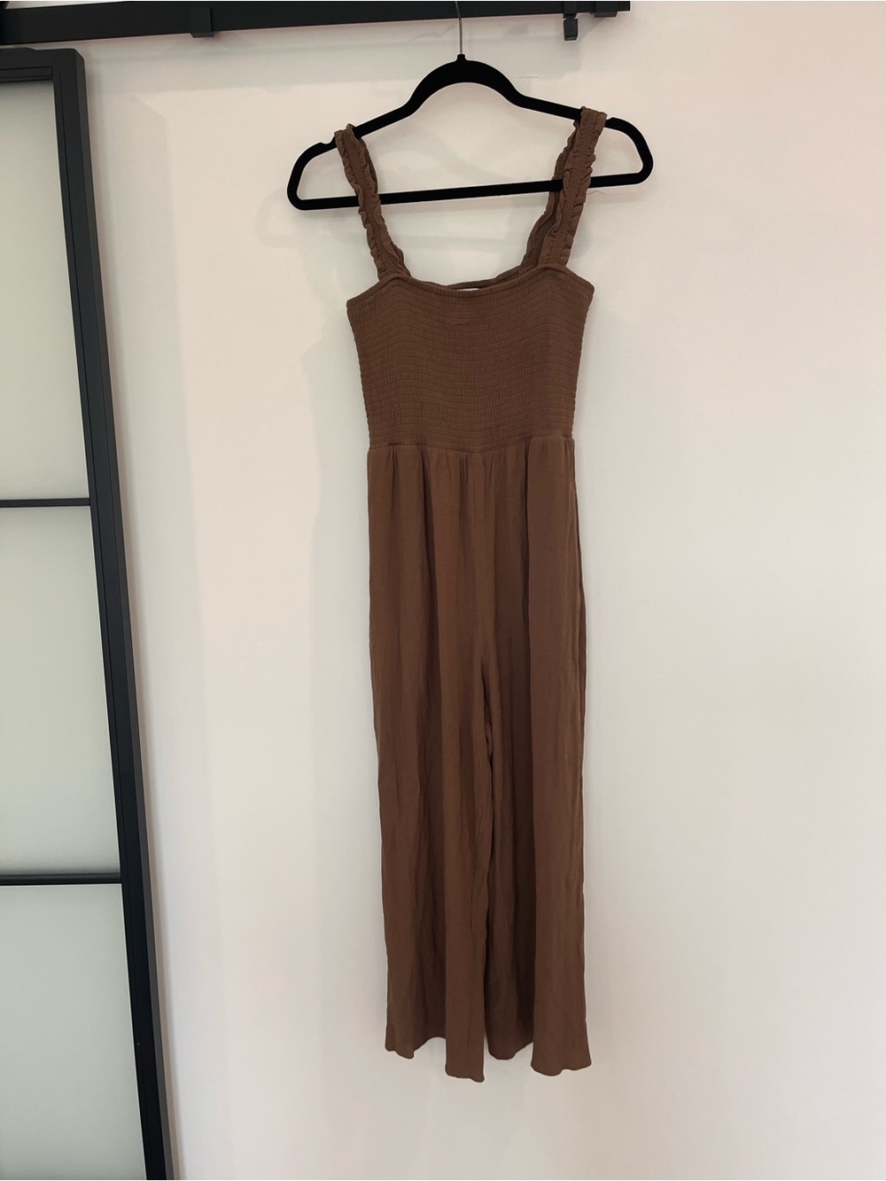 Wilfred Brown Smocked Maxi Dress with Braided Straps